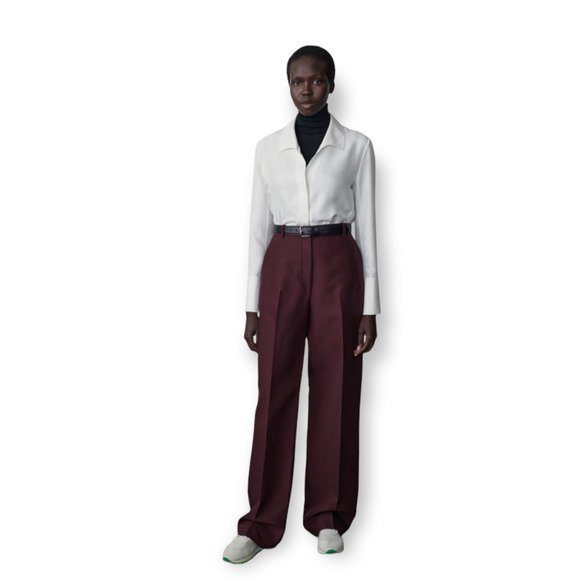 Ellen Tracy Pants - Ellen Tracy Chocolate Brown Linen High Waist Flat Front Wide Leg Dress Pants 8